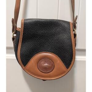 Vintage Dooney & Bourke Saddle Bag Dark Navy Blue Leather Crossbody Shoulder Bag